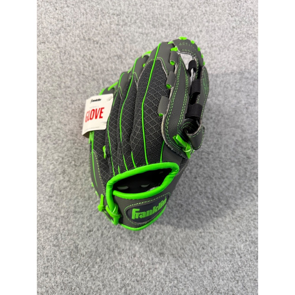 Franklin Teeball Glove 10.5 Inch Grey Neon Green Shok-Sorb 22756 Kids Baseball